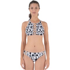 Wine Pattern Black White Perfectly Cut Out Bikini Set by Jancukart