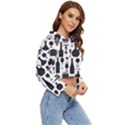 Wine Pattern Black White Women s Lightweight Cropped Hoodie View3