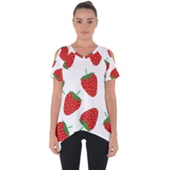 Seamless-pattern-fresh-strawberry Cut Out Side Drop Tee by Jancukart