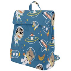 Seamless-pattern-funny-astronaut-outer-space-transportation Flap Top Backpack by Jancukart