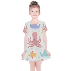 Underwater-seamless-pattern-light-background-funny Kids  Simple Cotton Dress by Jancukart