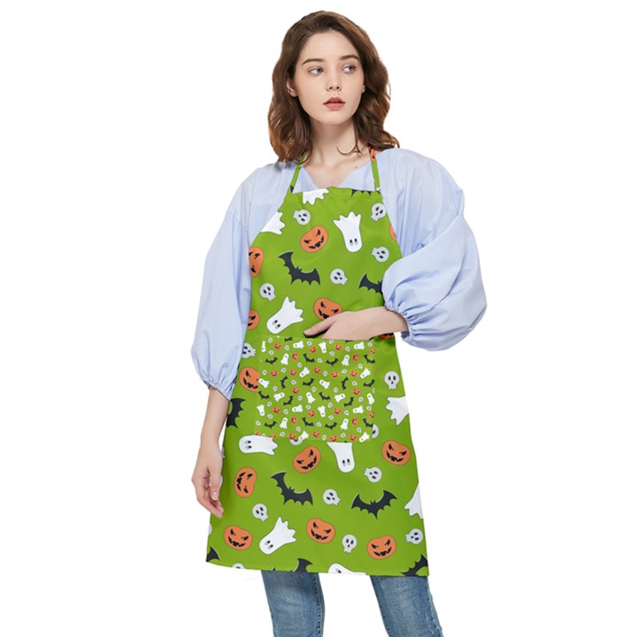 Pattern Seamless Halloween Fall Pocket Apron