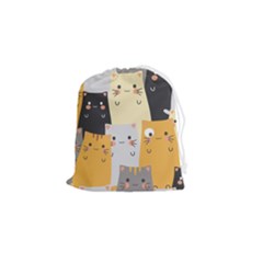 Seamless Pattern Cute Cat Cartoons Drawstring Pouch (small) by Wegoenart