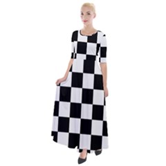 Chess Board Background Design Half Sleeves Maxi Dress by Wegoenart