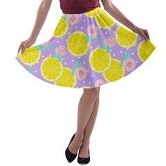 Purple Lemons  A-line Skater Skirt by ConteMonfrey