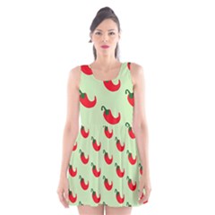 Small Mini Peppers Green Scoop Neck Skater Dress by ConteMonfrey