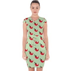 Small Mini Peppers Green Capsleeve Drawstring Dress  by ConteMonfrey