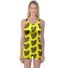 Yellow Background Pineapples One Piece Boyleg Swimsuit by ConteMonfrey