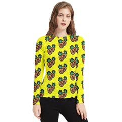 Yellow Background Pineapples Women s Long Sleeve Rash Guard by ConteMonfrey