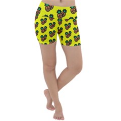 Yellow Background Pineapples Lightweight Velour Yoga Shorts by ConteMonfrey