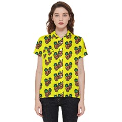 Yellow Background Pineapples Short Sleeve Pocket Shirt by ConteMonfrey