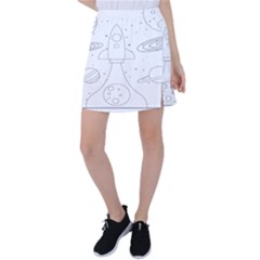 Going To Space - Cute Starship Doodle  Tennis Skirt by ConteMonfrey