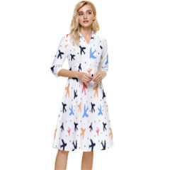 Sky Birds - Airplanes Classy Knee Length Dress by ConteMonfrey