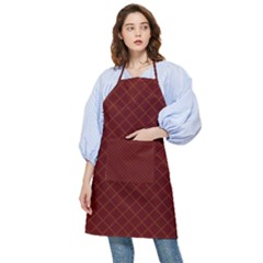 Diagonal Dark Red Small Plaids Geometric  Pocket Apron by ConteMonfrey