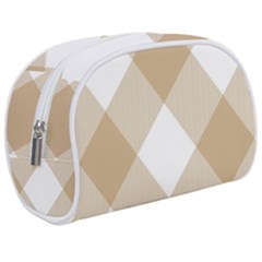 Clean Brown White Plaids Make Up Case (medium) by ConteMonfrey