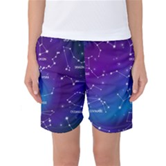 Realistic Night Sky With Constellation Women s Basketball Shorts by Wegoenart