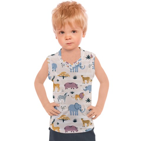 Wild-animals-seamless-pattern Kids  Sport Tank Top by Wegoenart