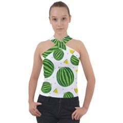 Watermelon Fruit Cross Neck Velour Top by ConteMonfrey