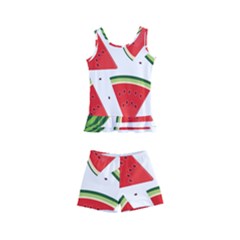 Watermelon Cuties White Kids  Boyleg Swimsuit by ConteMonfrey