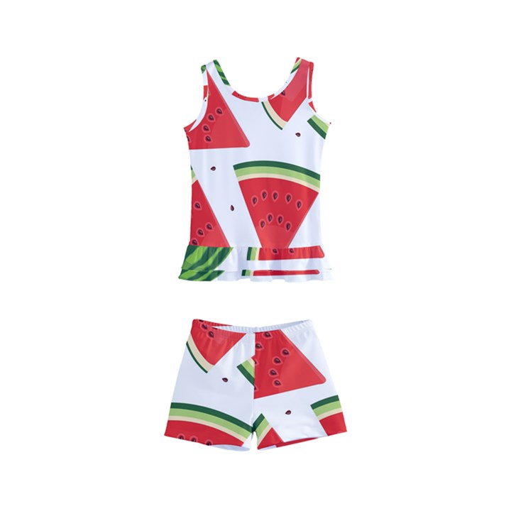 Watermelon Cuties White Kids  Boyleg Swimsuit