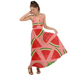 Red Watermelon  Backless Maxi Beach Dress by ConteMonfrey