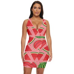 Red Watermelon  Draped Bodycon Dress by ConteMonfrey