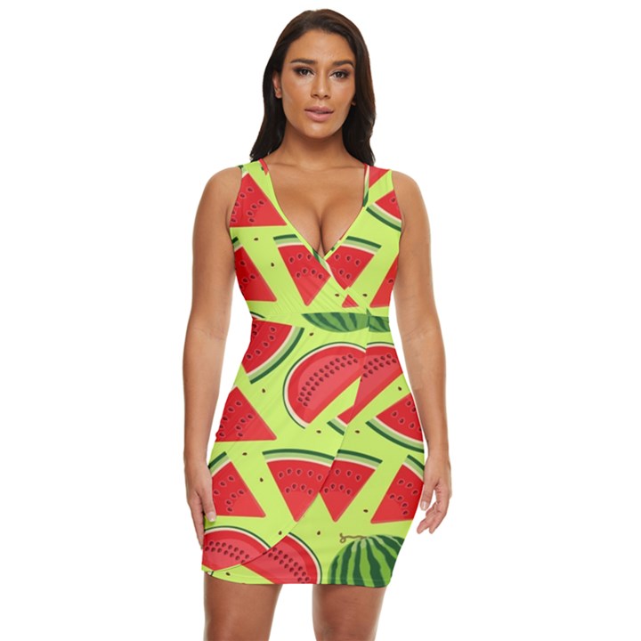 Pastel Watermelon   Draped Bodycon Dress