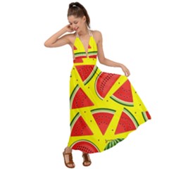 Yellow Watermelon   Backless Maxi Beach Dress by ConteMonfrey