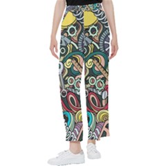 Cartoon-cute-doodles-hand-drawn-auto-service-seamless-pattern Women s Pants  by Wegoenart