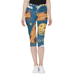 Missile Pattern Inside Out Lightweight Velour Capri Leggings  by Wegoenart