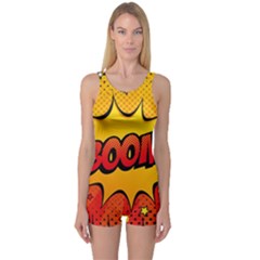 Explosion Boom Pop Art Style One Piece Boyleg Swimsuit by Wegoenart