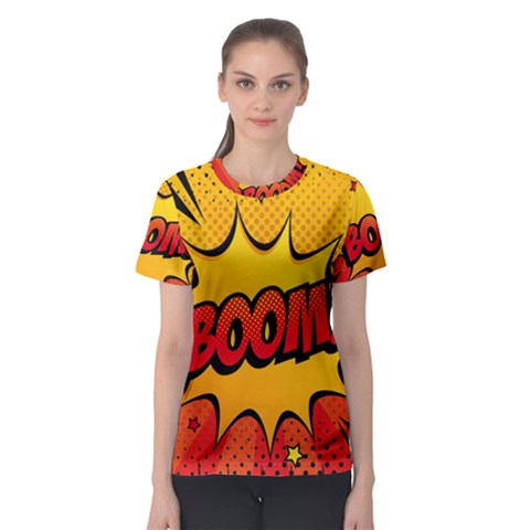 Explosion Boom Pop Art Style Women s Sport Mesh Tee by Wegoenart