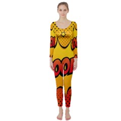 Explosion Boom Pop Art Style Long Sleeve Catsuit by Wegoenart