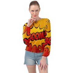 Explosion Boom Pop Art Style Banded Bottom Chiffon Top by Wegoenart