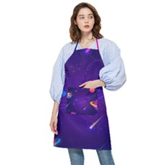 Cartoon Galaxy With Stars Background Pocket Apron by danenraven