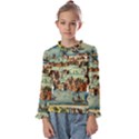 Medeival Ancient Map Fortress Island Seaport Town Kids  Frill Detail Tee View1