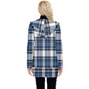 Blue Black Plaid Button Up Hooded Coat  View2