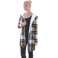 Brown Black Plaid Longline Hooded Cardigan by PerfectlyPlaid