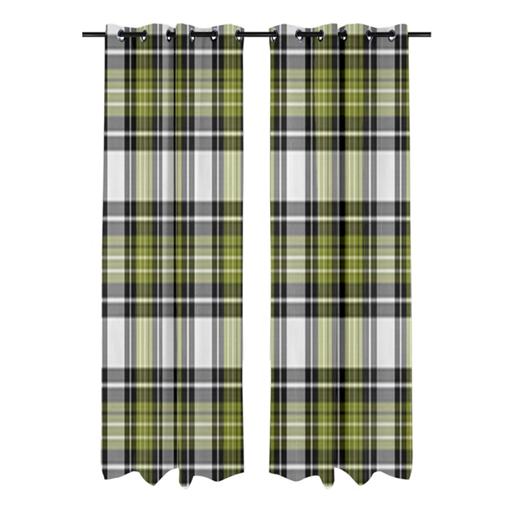 Olive Green Black Plaid Window Curtain (Large 96 )