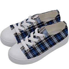 Blue Black Plaid Kids  Low Top Canvas Sneakers by PerfectlyPlaid