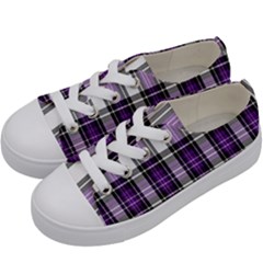 Purple Black Plaid Kids  Low Top Canvas Sneakers by PerfectlyPlaid