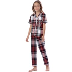 Red Black Plaid Kids  Satin Short Sleeve Pajamas Set by PerfectlyPlaid