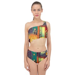 Illustration Robot Cute Sweet Futuristic Spliced Up Two Piece Swimsuit by Wegoenart