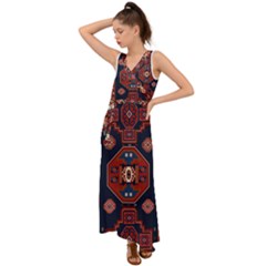 Armenian Old Carpet  V-neck Chiffon Maxi Dress by Gohar