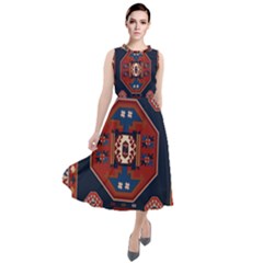 Armenian Old Carpet  Round Neck Boho Dress by Gohar