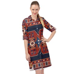 Armenian Carpet Long Sleeve Mini Shirt Dress by Gohar