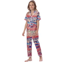 Boats On Lake Garda Kids  Satin Short Sleeve Pajamas Set by ConteMonfrey