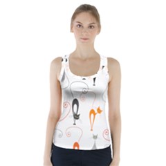 Cartoon Cat Seamless Pattern Graphic Racer Back Sports Top by Jancukart