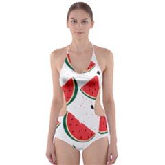 Watermelon Seamless Pattern Cut-out One Piece Swimsuit by Jancukart