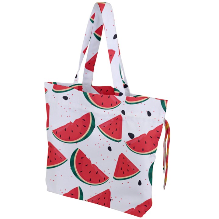 Watermelon Seamless Pattern Drawstring Tote Bag